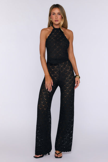 Palm Shade Knit Pants Black