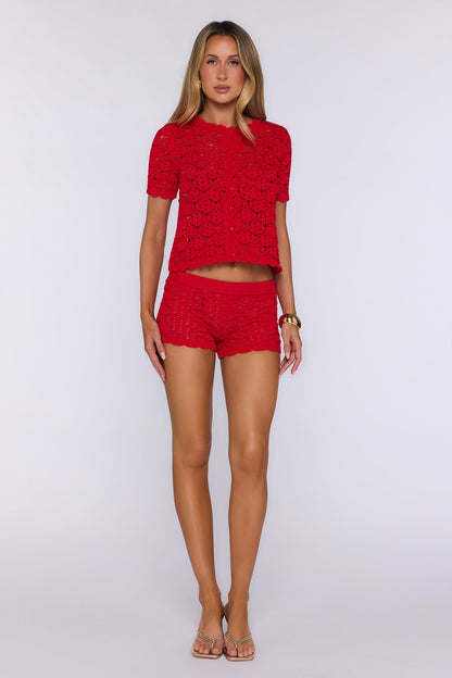 Sunkissed Socialite Knit Shorts Red