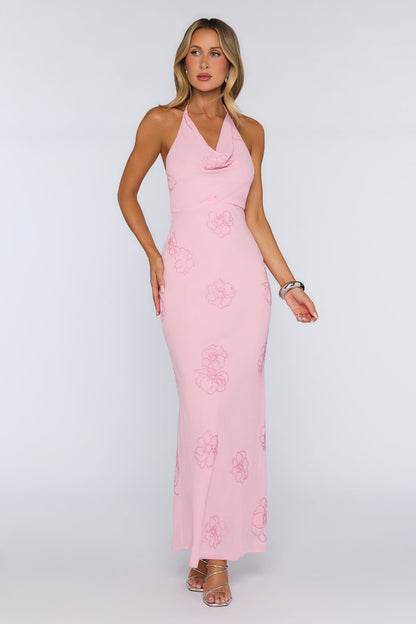 Soft Glow Up Halter Maxi Dress Pink