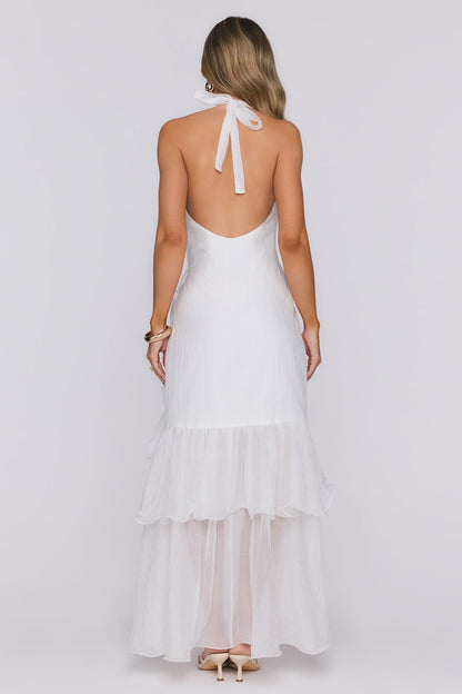 Her Extravaganza Halter Maxi Dress White
