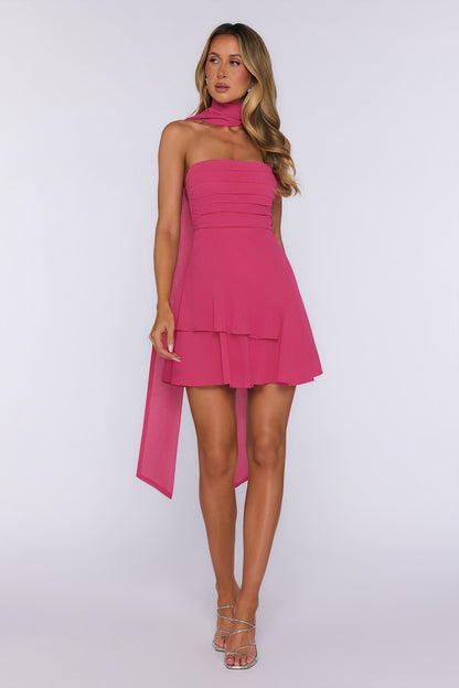 Harbour Club Strapless Mini Dress Magenta