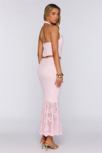 All The Flirty Feels Lace Maxi Skirt Pink