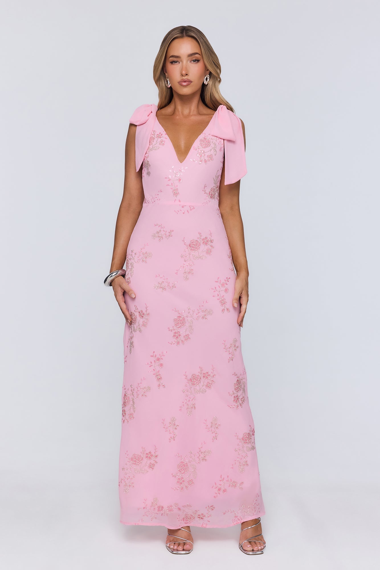 Soft Icon Energy Embellished Maxi Dress Pink