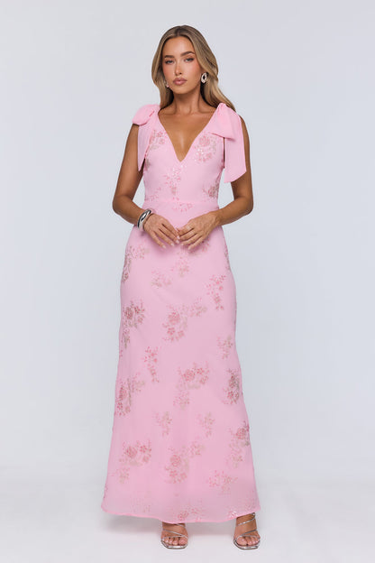 Soft Icon Energy Embellished Maxi Dress Pink