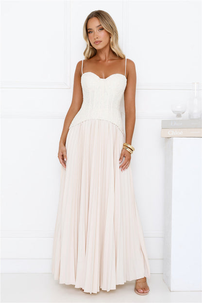 Antique Roses Lace Maxi Dress Cream