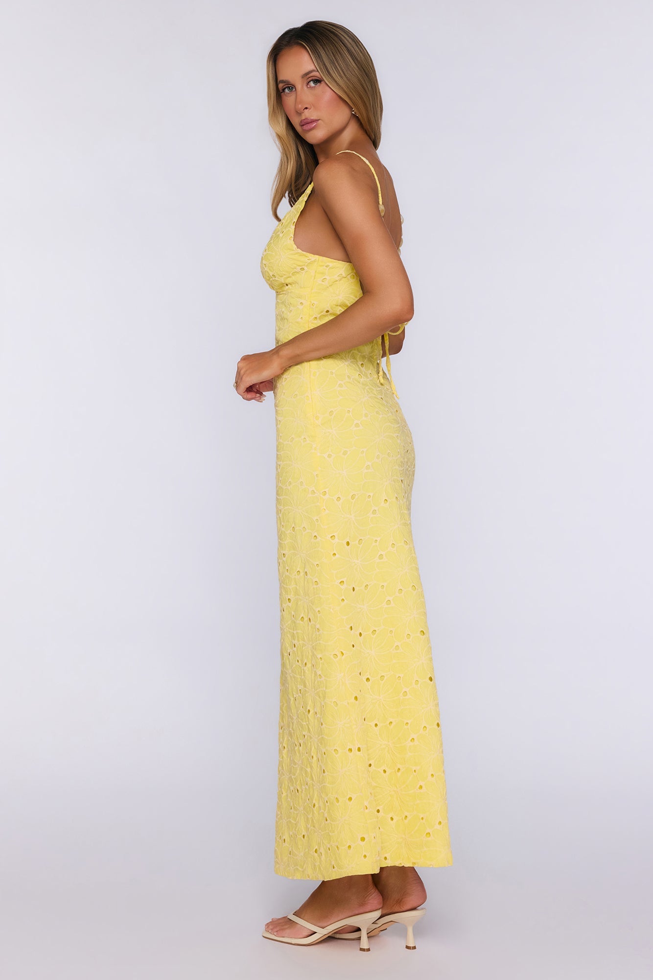 It Girl Moments Embroidered Maxi Dress Yellow