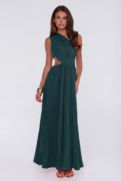 Summer Seduction One Shoulder Maxi Dress Teal