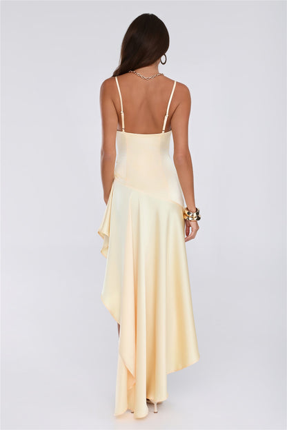Feeling You Give Satin Maxi Dress Yellow
