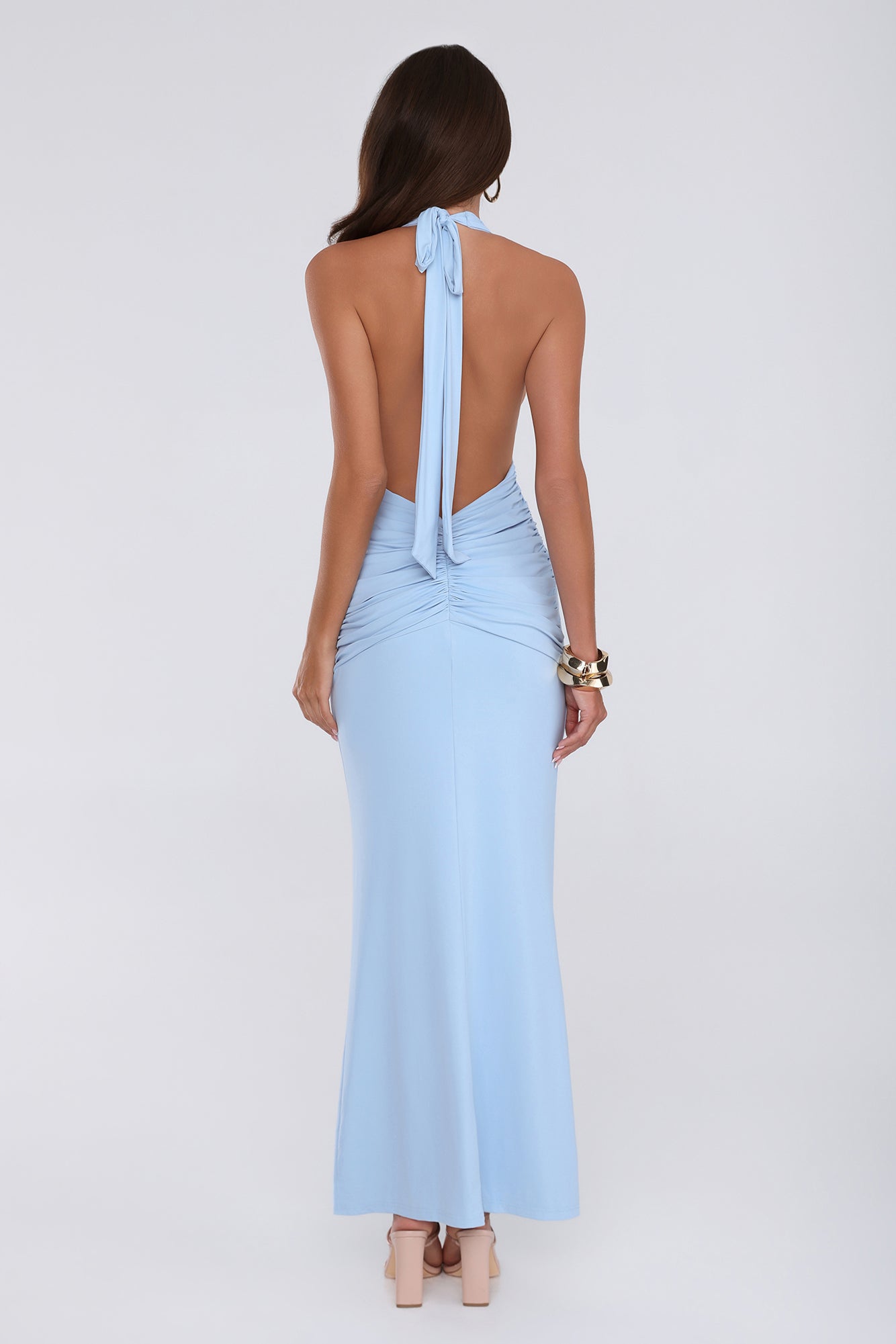 Love Drifted Halter Maxi Dress Blue