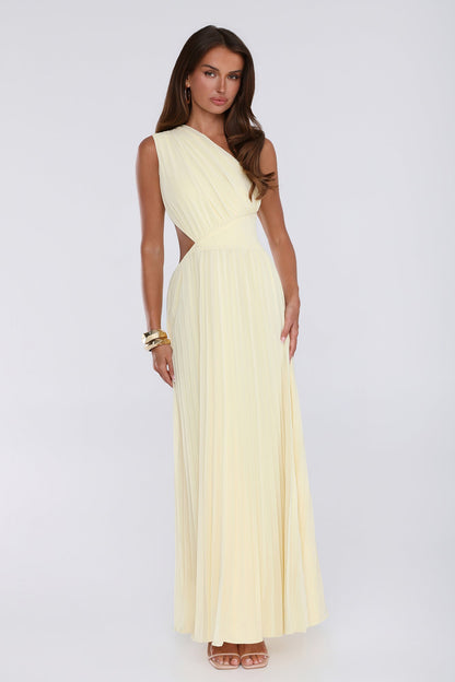 Summer Seduction One Shoulder Maxi Dress Yellow