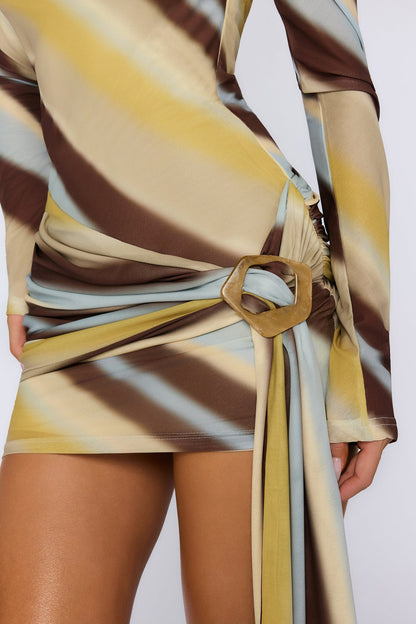 Love The Drama Off Shoulder Mesh Mini Dress Print