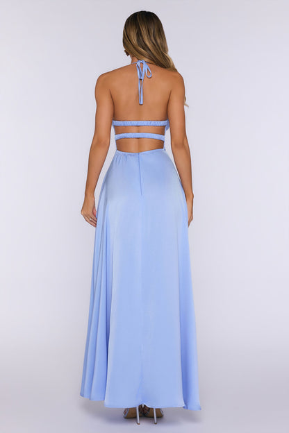 New Romance Halter Maxi Dress Light Blue