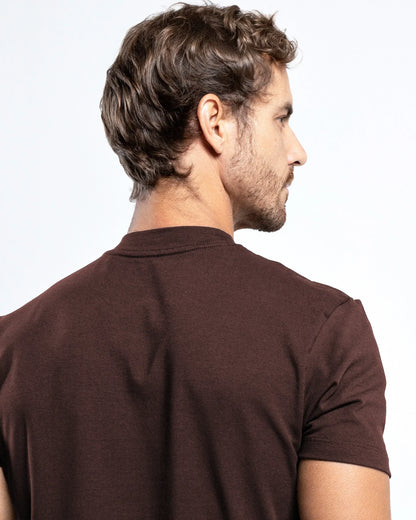 Egyptian Cotton Mock Neck T-Shirt - Grant - Brown