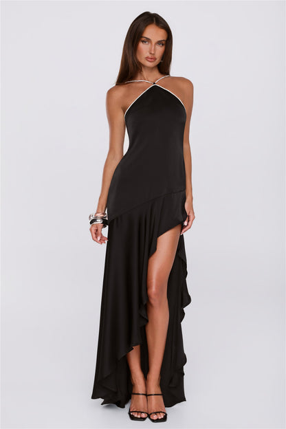 Luxe Secrets Satin Maxi Dress Black