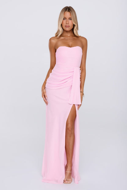 Sunlit Aura Strapless Maxi Dress Pink